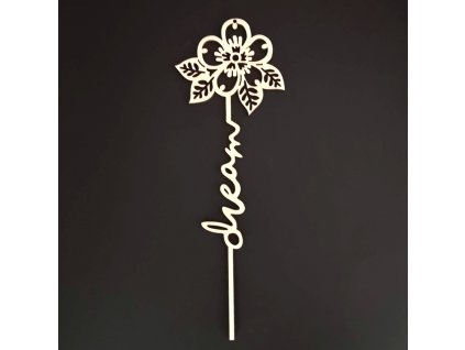 Dřevěný zápich květina - Dream, délka 28 cm