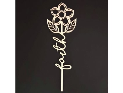 Dřevěný zápich květina - Faith, délka 28 cm