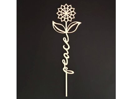 Dřevěný zápich květina - Peace, délka 28 cm