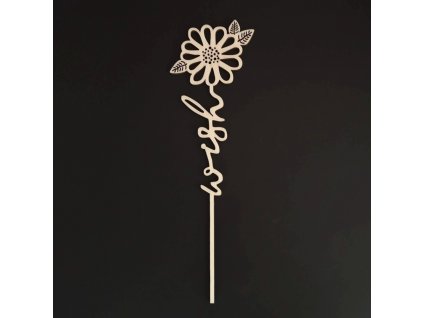 Dřevěný zápich květina - Wish, délka 28 cm