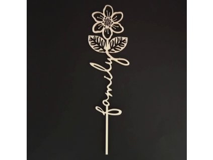 Wooden engraving flower - Family, length 28 cm