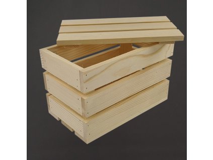 Dřevěná dárková bedýnka s víkem, masivní smrkové dřevo, 24x14x16 cm (délka/šířka/výška)