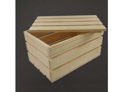 Wooden gift box with lid, solid spruce wood, 29x19x16 cm (length/width/height)