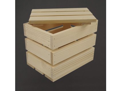 Dřevěná dárková bedýnka s víkem, masivní smrkové dřevo, 20x14x16 cm (délka/šířka/výška)
