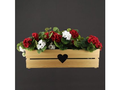 Wooden chest with a natural heart, inside with black foil, 62x21.5x17cm, Czech product