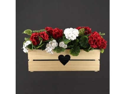 Wooden chest with a natural heart, inside with black foil, 52x21.5x17cm, Czech product
