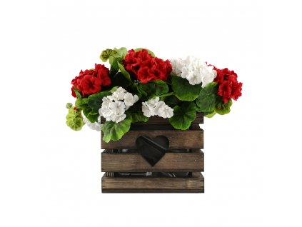 Wooden flower pot with a dark heart, inside with black foil, 27x27x21 cm, Czech product