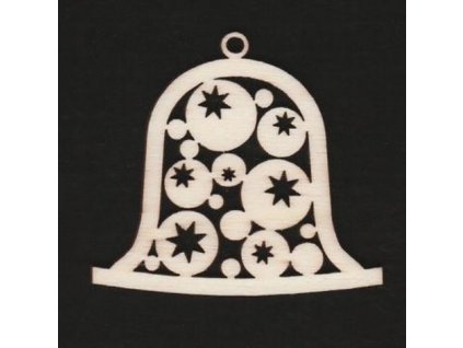 Dřevěná ozdoba zvonek s hvězdami 6 cm