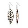 Wooden leaf earrings, 4 cm