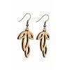 Natural wooden earrings, 3x2.5 cm