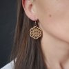 Wooden earrings flower, 3x3 cm