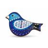 Holzbrosche blauer Vogel, 6x4 cm