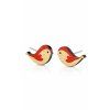 Wooden Bird Stud Earrings - 2 cm, Made in Czech Republic