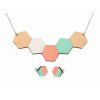 Set Holzkette mit Ohrringen mint, 8 cm