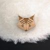 Dřevěná brož liščí hlava, přírodní, 4,5×4 cm