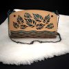 Dřevěná kabelka tyrkysová - listy 25 cm