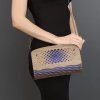 1624 2 drevena kabelka tmave modra ctverecky 25 cm