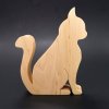 Holzdekoration einer sitzenden Katze, Massivholz, 15x12,5x2,5