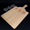 Wooden cutting board with groove and 3 serving bowls, solid wood, 45x25x2 cm