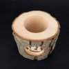 Bark log candlestick with insert - squirrel, solid wood, height 12 cm