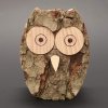 Dřevěná sova s kůrou, masivní dřevo, výška 6 cm