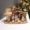 Dřevěný skládací betlém 3D, barevná, 12 cm