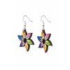 Wooden earrings rainbow flower, 3 cm
