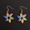 Wooden earrings rainbow flower, 3 cm