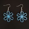 Wooden earrings flower blue, 3 cm