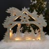 Wooden illuminated portal with nativity motif, 43x36x9 cm