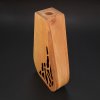 Wooden vase in the shape of a rounded triangle with an incised motif, solid wood, height 23 cm