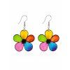Wooden earrings rainbow flower, 3 cm