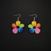 Wooden earrings rainbow flower, 3 cm