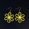 Wooden earrings flower yellow, 3 cm
