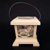 Wooden lantern with rocking horse motif, solid wood, 9x9x9 cm