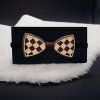 3526 2 dreveny motylek k obleku sachovnice 11 cm