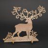 Dřevěná dekorace 3D jelen šedohnědý, hnědá, 15 cm