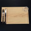 Steakbrett aus Holz mit Besteck und Glasschale, Massivholz, 36x23x2 cm