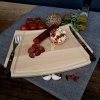 Dřevěné prkénko na steak s příborem, masivní dřevo, rozměr 36x22x2 cm
