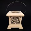 Wooden lantern with a heart motif, solid wood, 9x9x9 cm