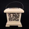 Wooden lantern with ornament, solid wood, 9x9x9 cm