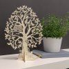 Dřevěný 3D strom se sovami, přírodní, 28 cm