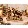 Wooden folding nativity scene sepia 3D 7 cm