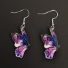 Wooden earrings purple butterfly, 3 cm