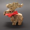 Holzrentier mit Rinde, Massivholz, Höhe 7 cm