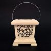 Wooden lantern with star motif, solid wood, 9x9x9 cm