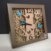 Round wooden wall clock in the shape of a tree with colorful butterflies, solid wood, diameter 30 cm