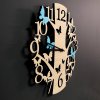 Round wooden wall clock in the shape of a tree with colorful butterflies, solid wood, diameter 30 cm