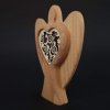 Dřevěný anděl s vkladem - ornament, masivní dřevo, výška 10 cm