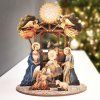 Dřevěný skládací betlém 3D, barevná, 18 cm